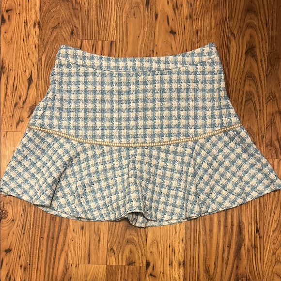Blue and Cream Tweed Skirt - Picture 6 of 8